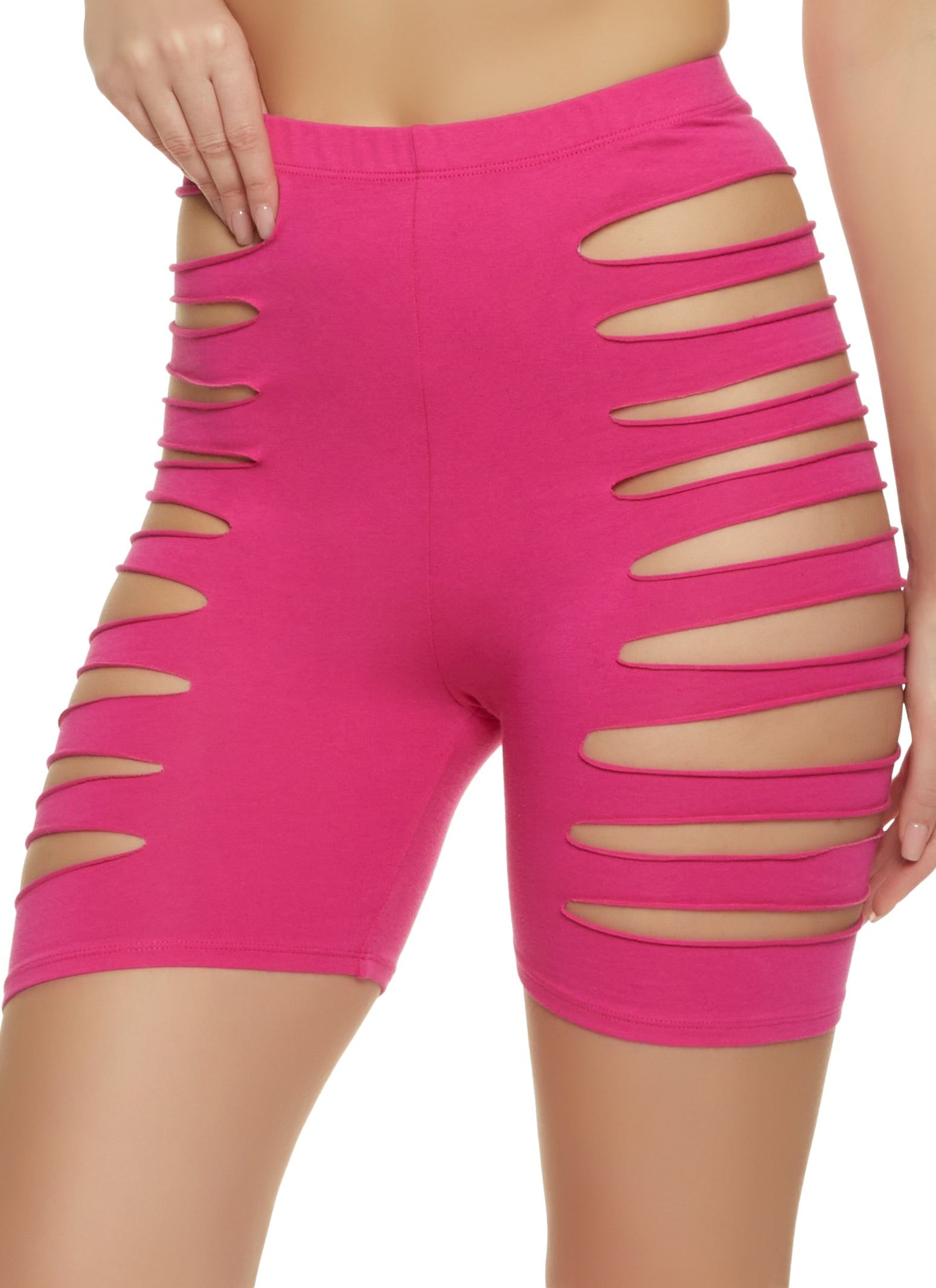 Laser Cut Side Solid Biker Shorts sold by Rainbow