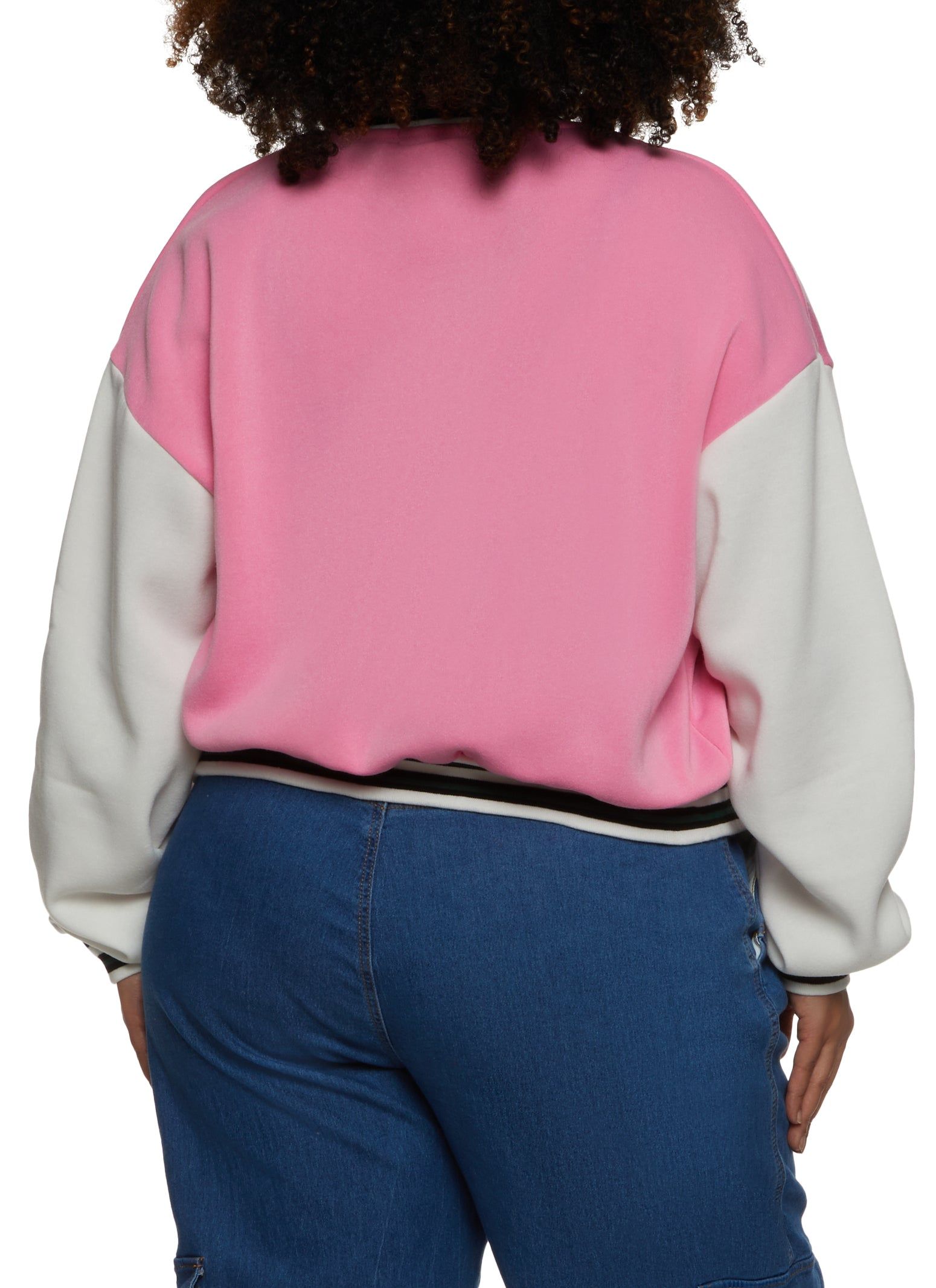 Plus Size Boss Babe Chenille Patch Varsity Jacket sold by Rainbow product image thumbnail 3