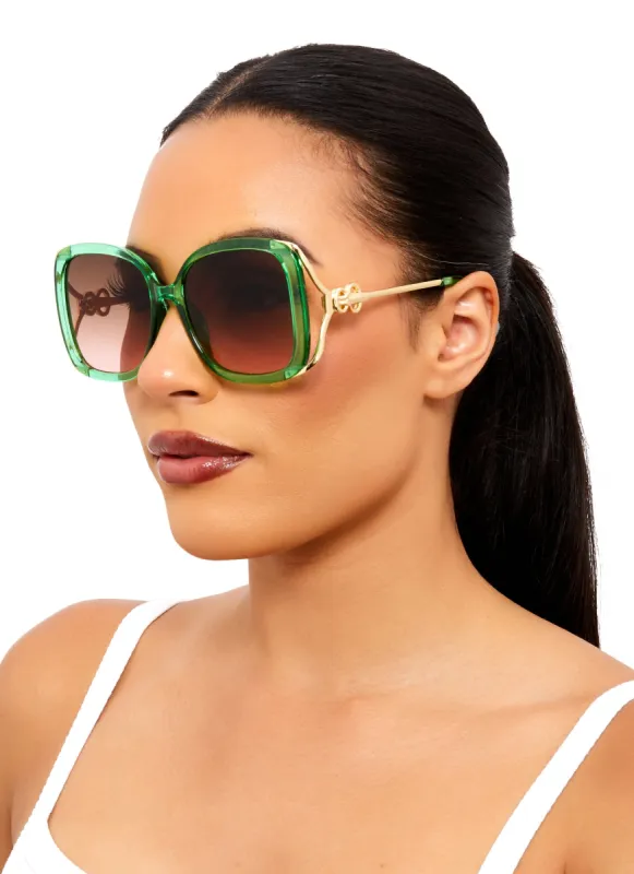 Cut Out Metallic Temple Sunglasses sold by Rainbow