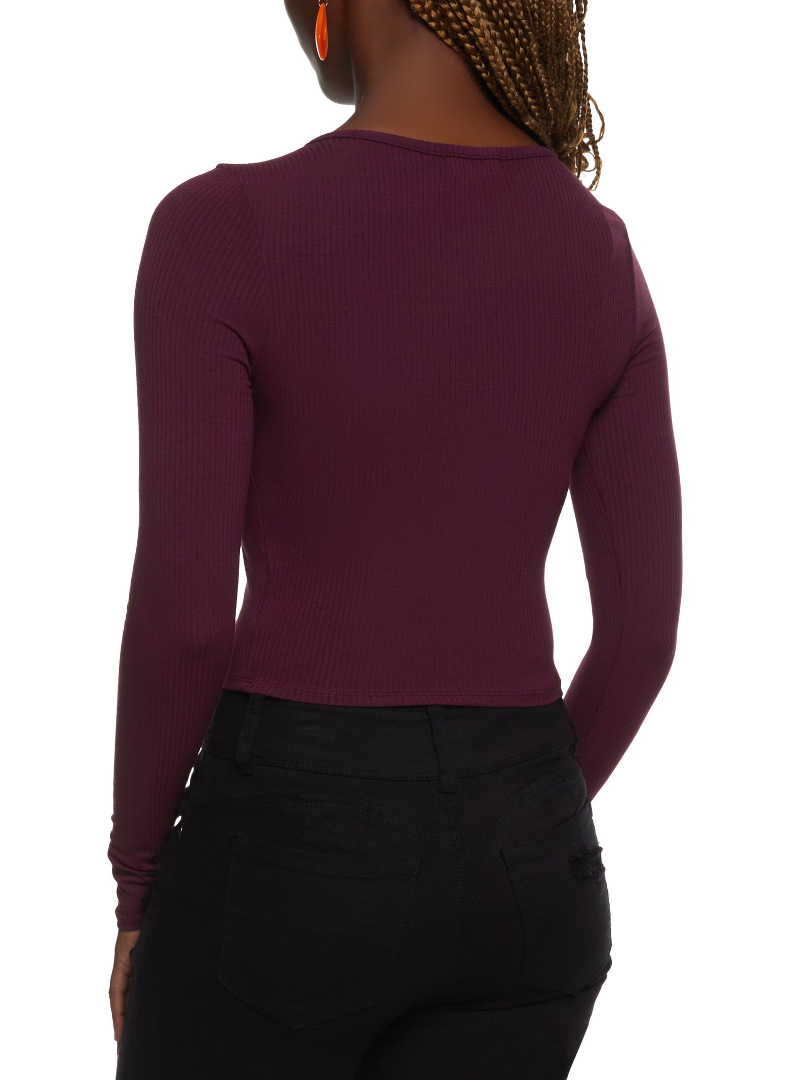 Ribbed Notch Neck Cropped Tee sold by Rainbow product image thumbnail 2