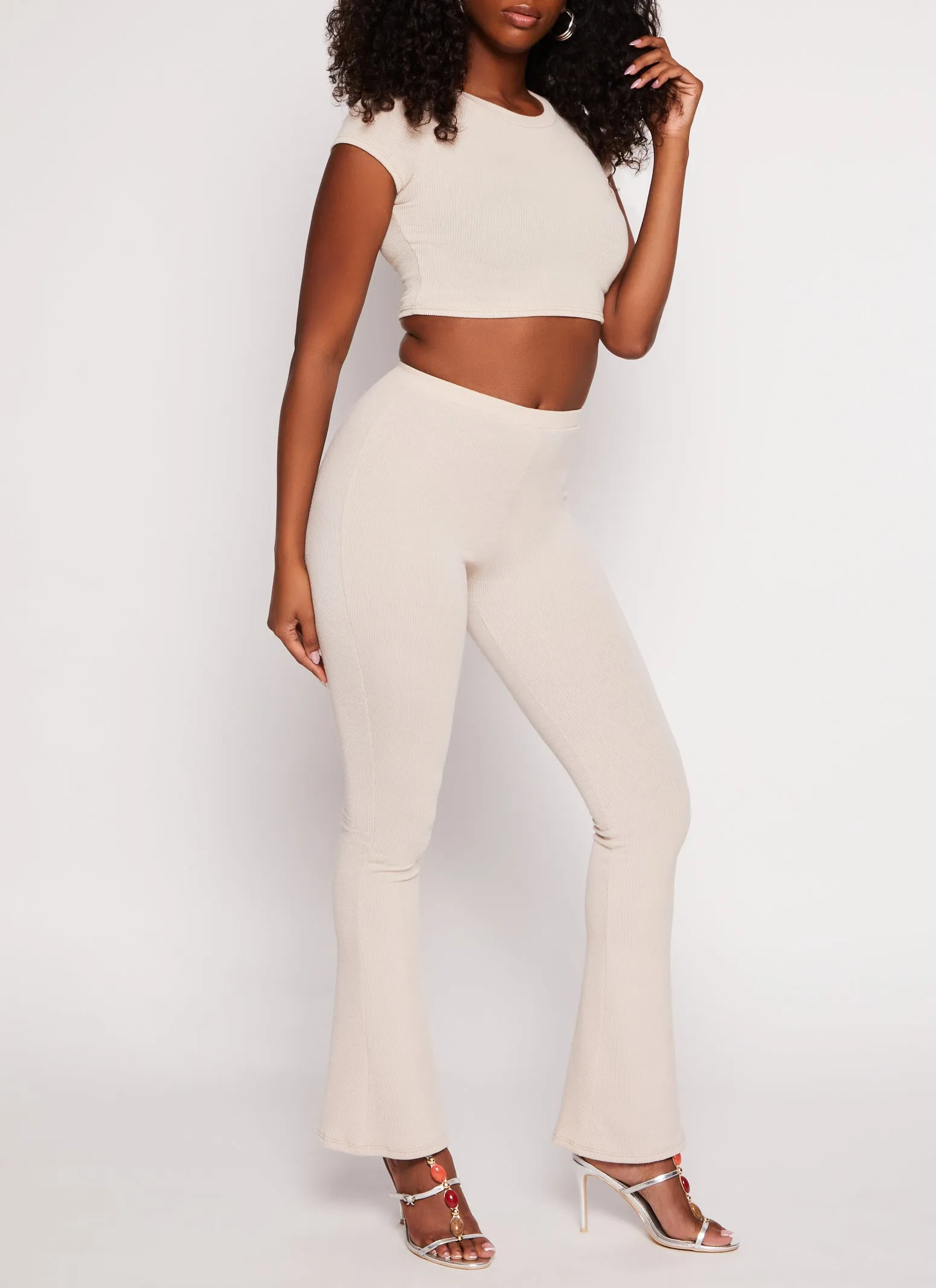 Ribbed Crew Neck Cropped Tee sold by Rainbow product image thumbnail 2