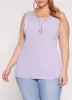 Plus Size Rib Knit Ruched Tank Top with Necklace sold by Rainbow