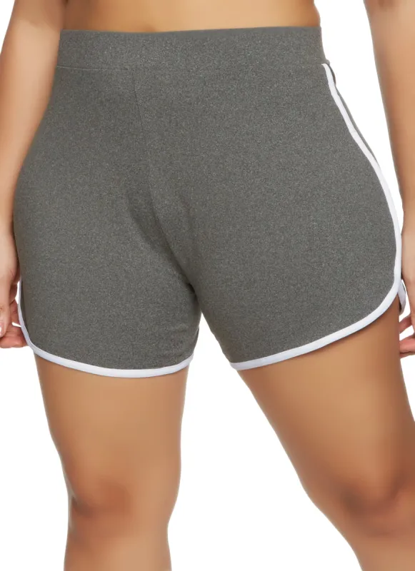 Plus Size Soft Knit Contrast Trim Dolphin Shorts sold by Rainbow