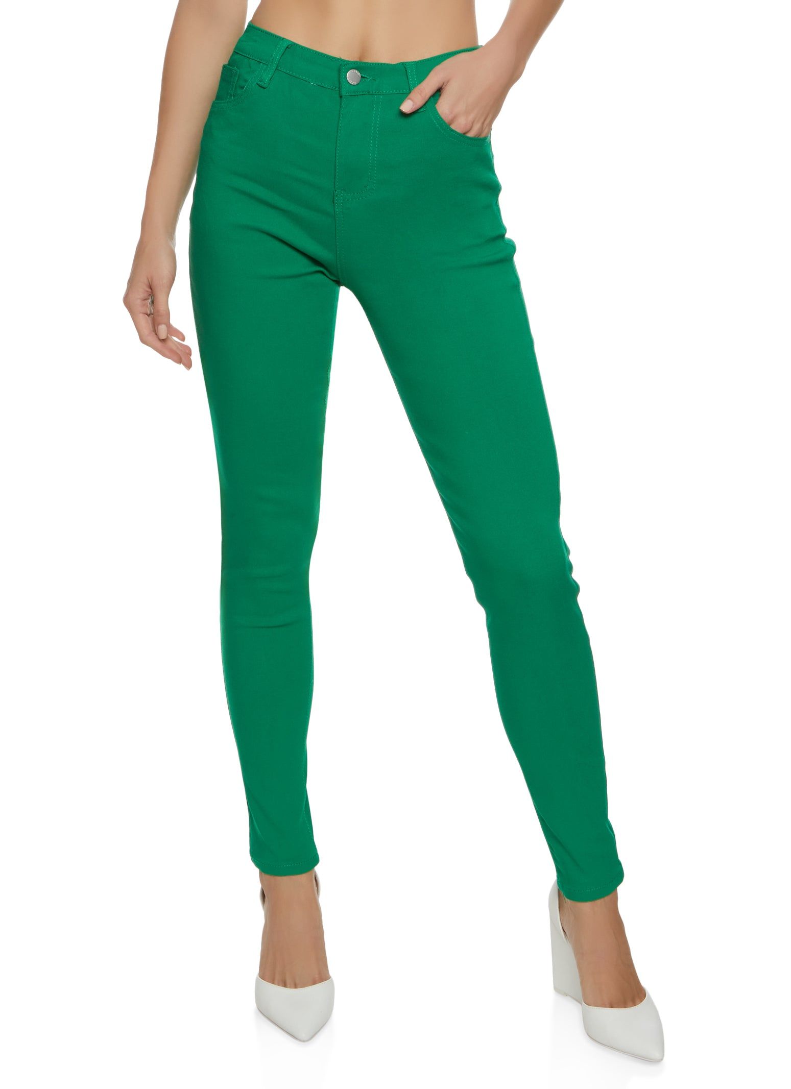 Solid High Waist Skinny Jeans sold by Rainbow