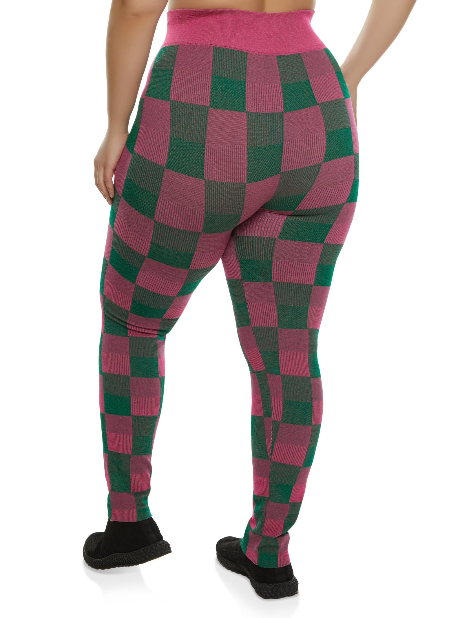 Plus Size Seamless Checkered Print Leggings sold by Rainbow product image thumbnail 2