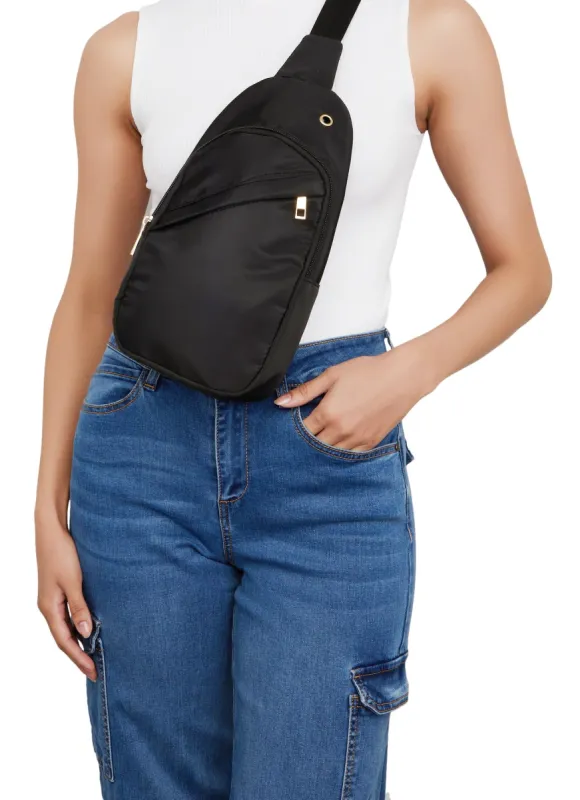 Nylon Zip Pocket Detail Sling Backpack sold by Rainbow