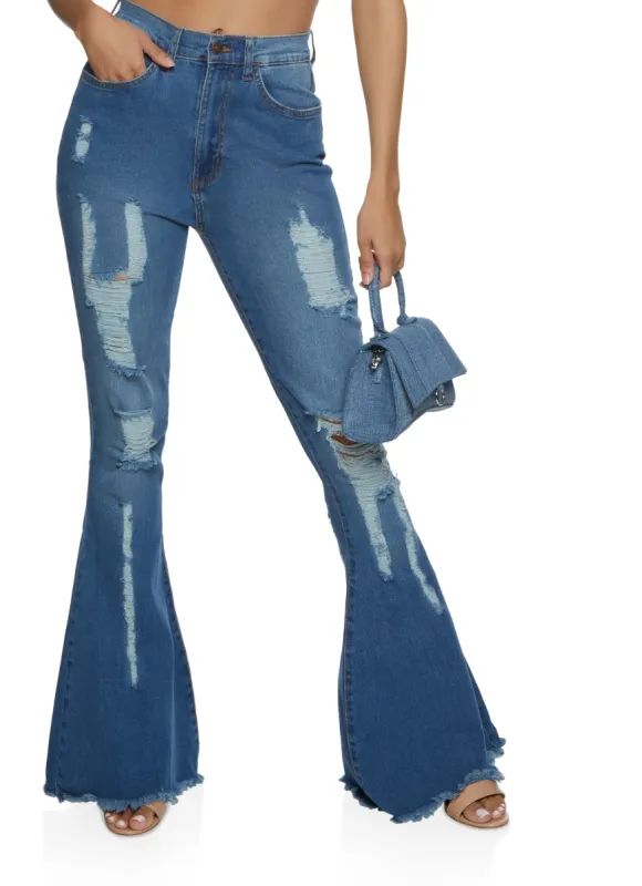 Highway Distressed Bell Bottom Jeans sold by Rainbow