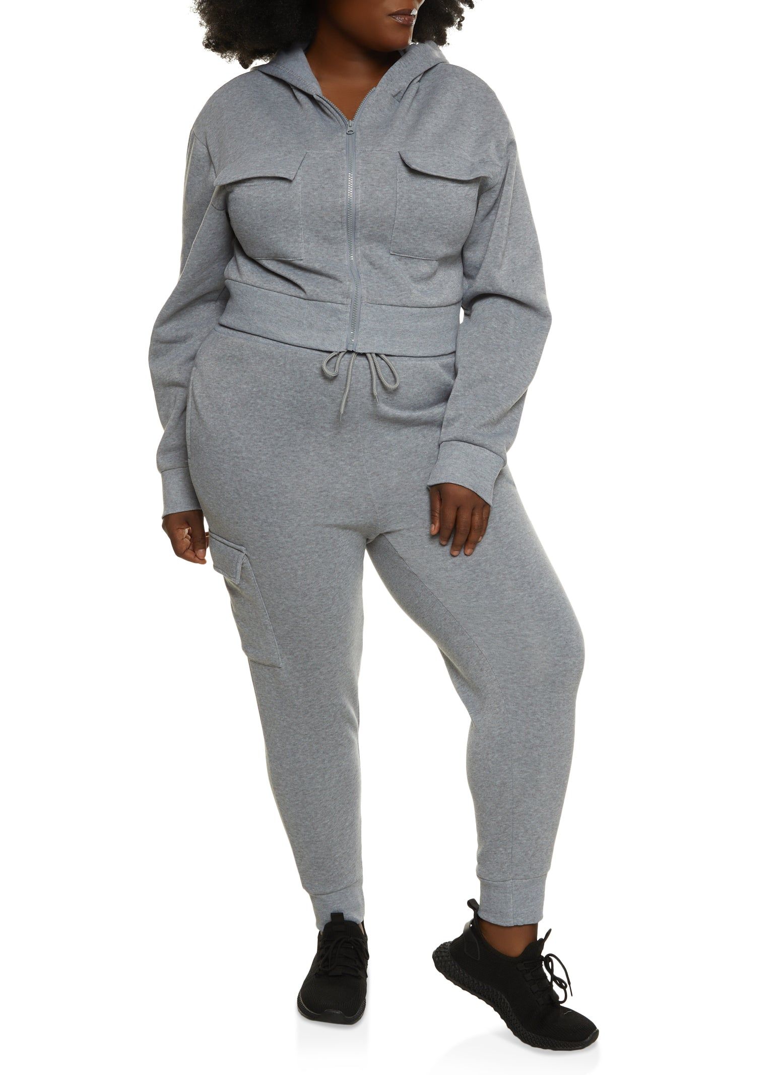 Plus Size Cargo Pocket Cropped Hoodie sold by Rainbow product image thumbnail 2