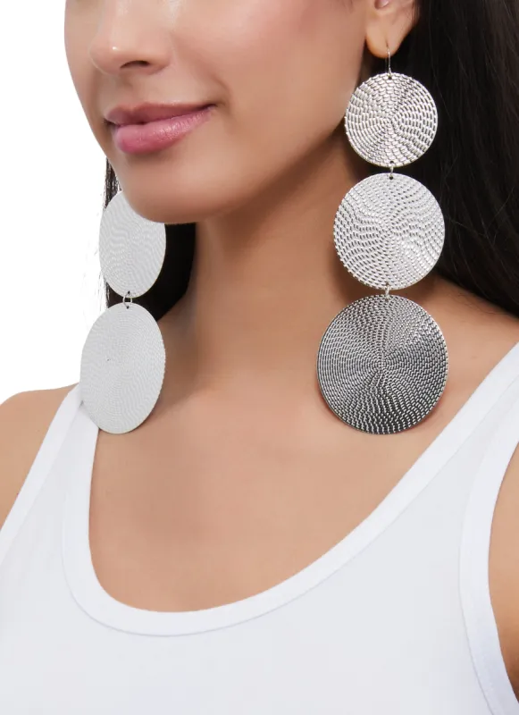 Metallic Disk Drop Earrings sold by Rainbow