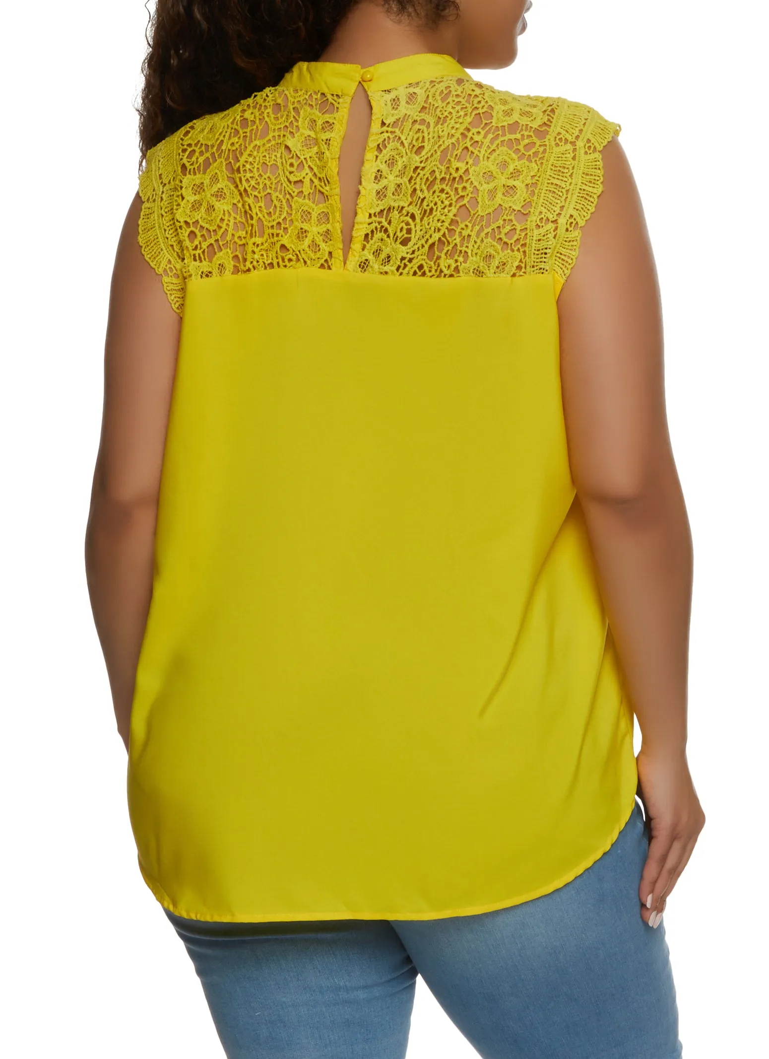 Plus Size Crochet Detail Mock Neck Sleeveless Blouse sold by Rainbow product image thumbnail 2