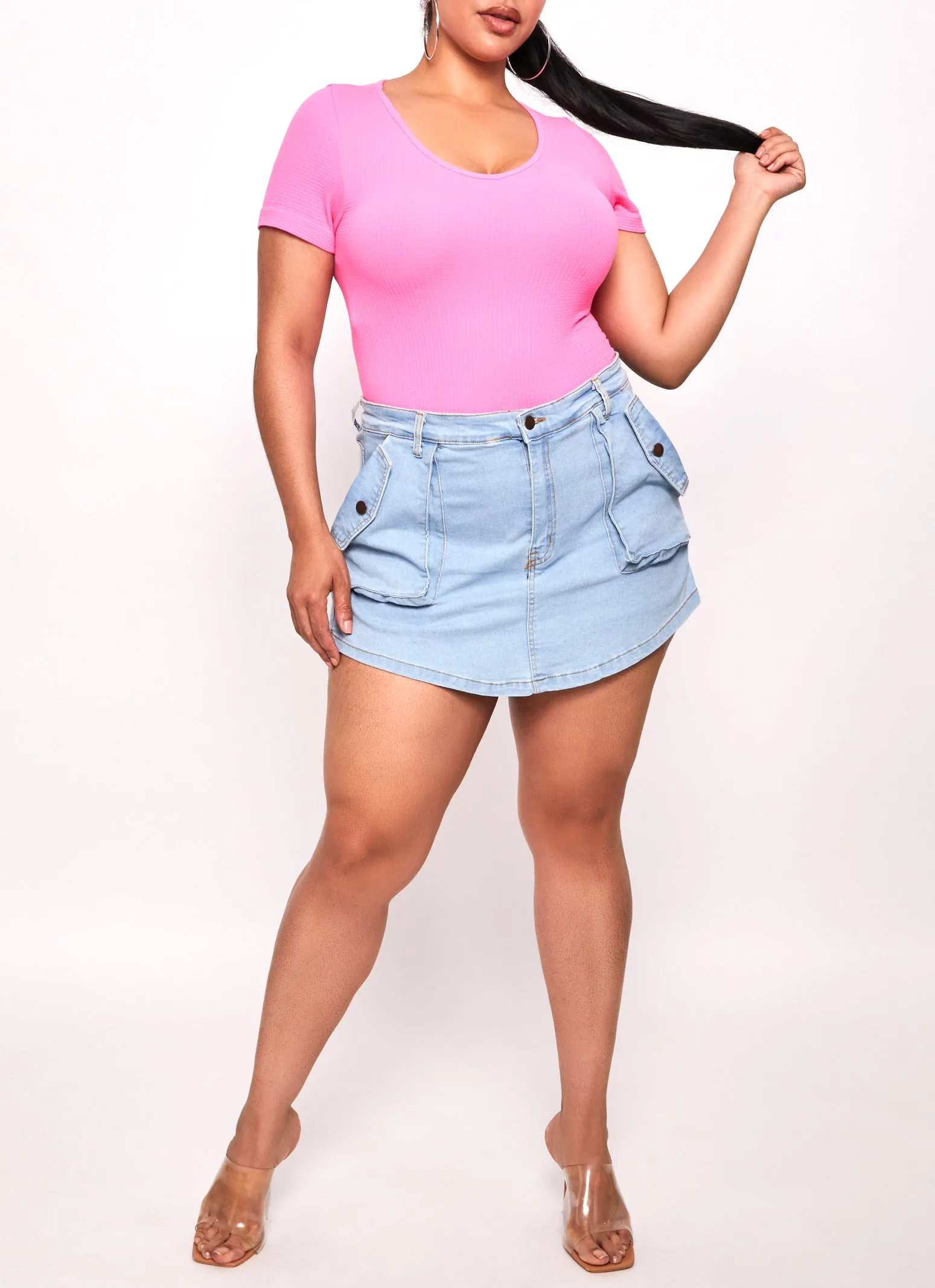 Plus Size Seamless Textured Knit Scoop Neck Tee sold by Rainbow product image thumbnail 2