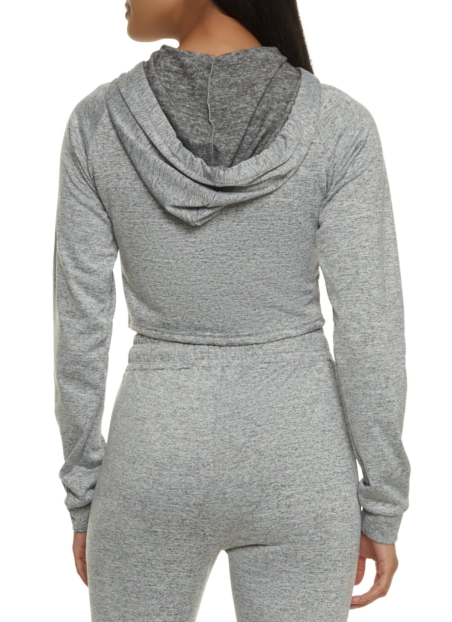 Contrast Piping Cropped Zip Front Hoodie sold by Rainbow product image thumbnail 3