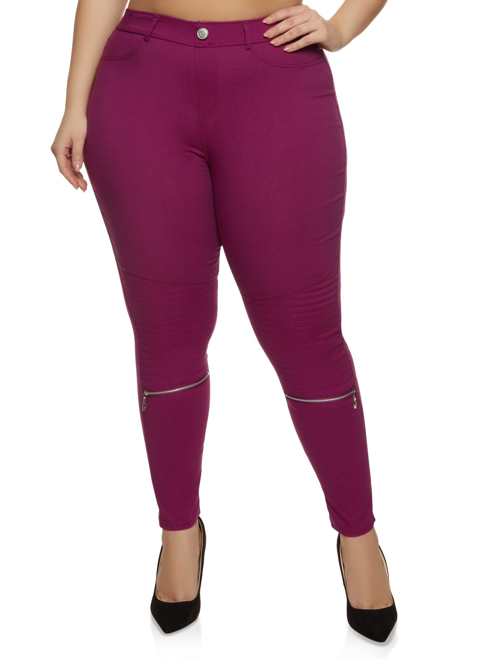 Plus Size Zipper Detail Hyperstretch Skinny Pants sold by Rainbow