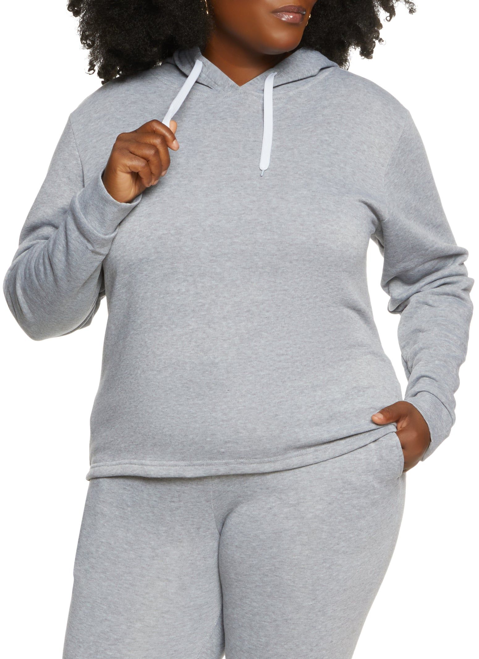 Plus Size Solid Pullover Hoodie sold by Rainbow