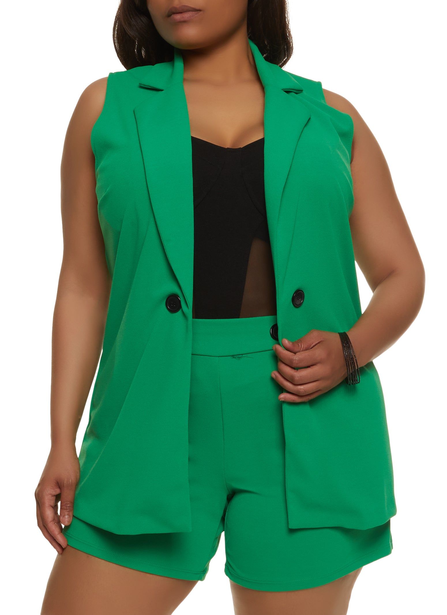 Plus Size Solid Crepe Knit Blazer Vest sold by Rainbow product image thumbnail 2