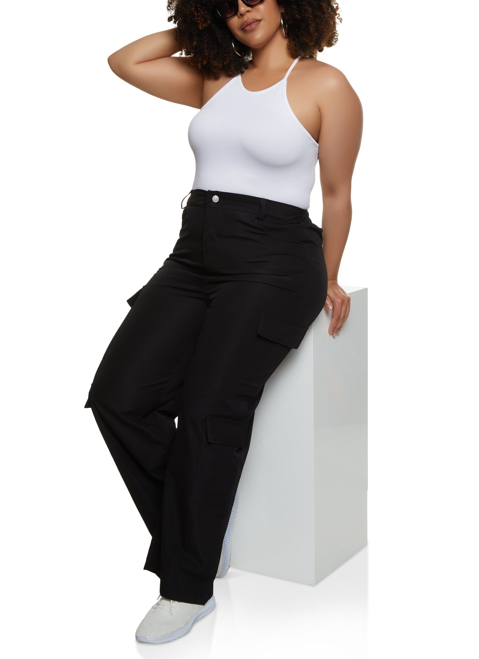 Plus Size Poplin Wide Leg Cargo Pants sold by Rainbow product image thumbnail 2
