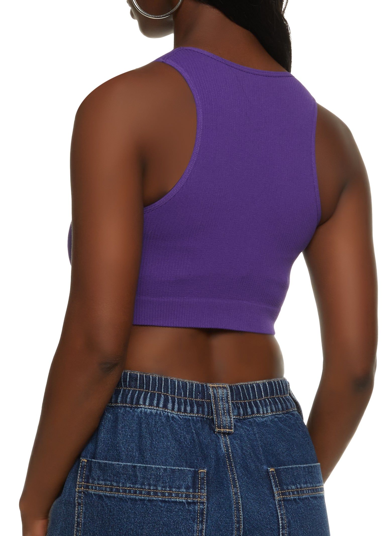 Seamless Ribbed V Neck Cropped Tank Top sold by Rainbow product image thumbnail 2