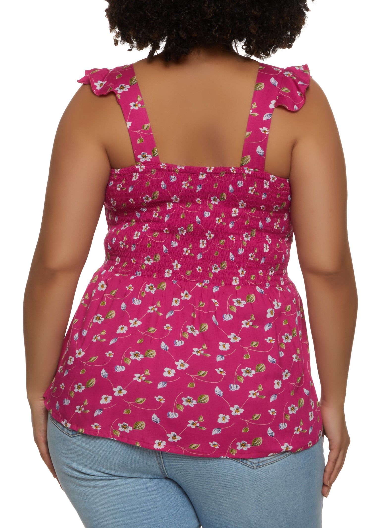 Plus Size Floral Print Smocked Sleeveless Top sold by Rainbow product image thumbnail 2
