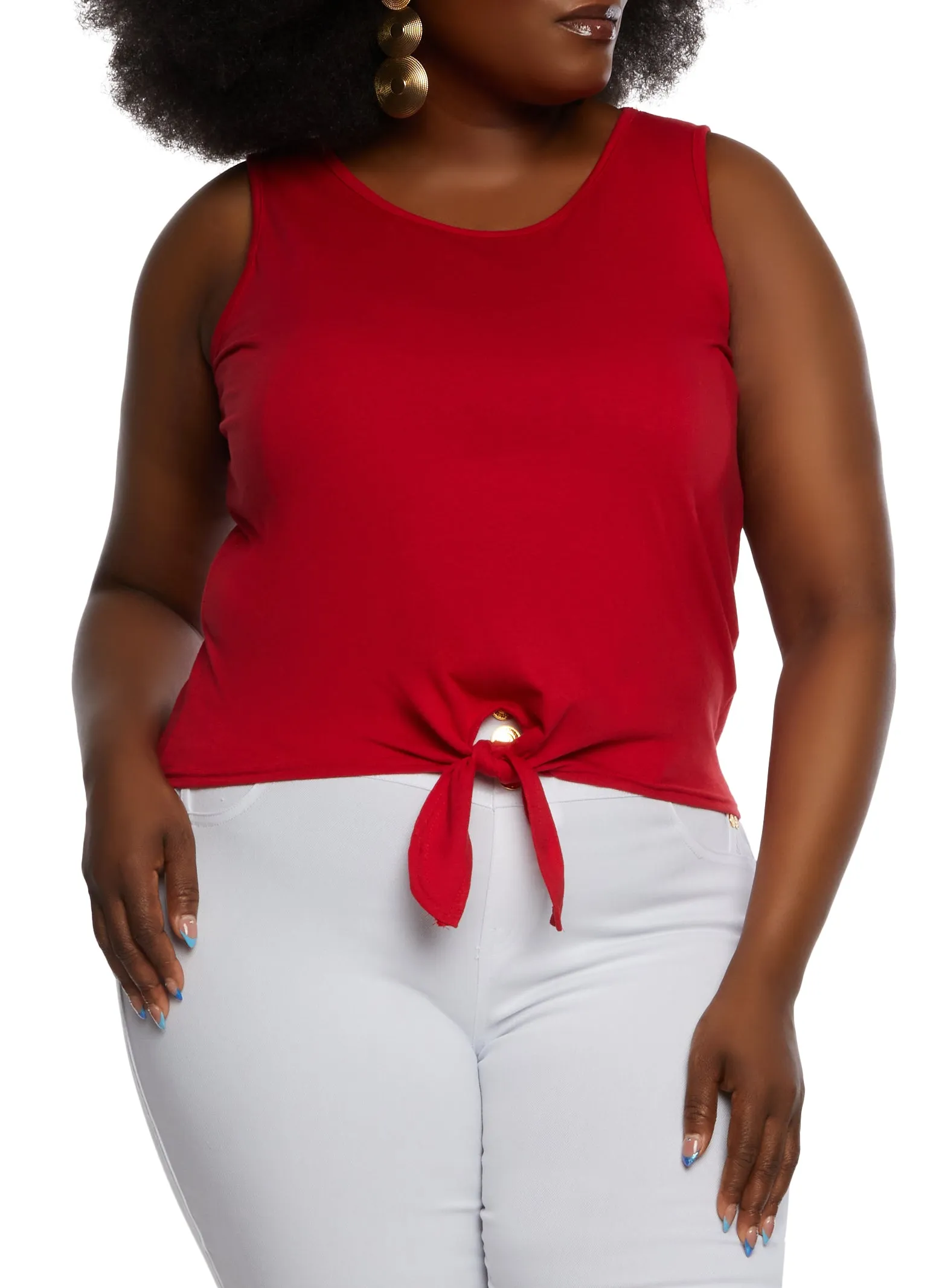 Plus Size Tie Front Tank Top sold by Rainbow