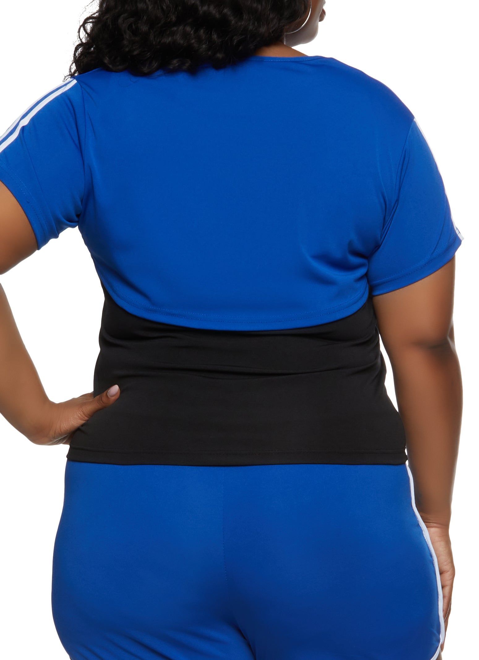 Plus Size Varsity Stripe Shrug Crop Top with Tank Top sold by Rainbow product image thumbnail 3