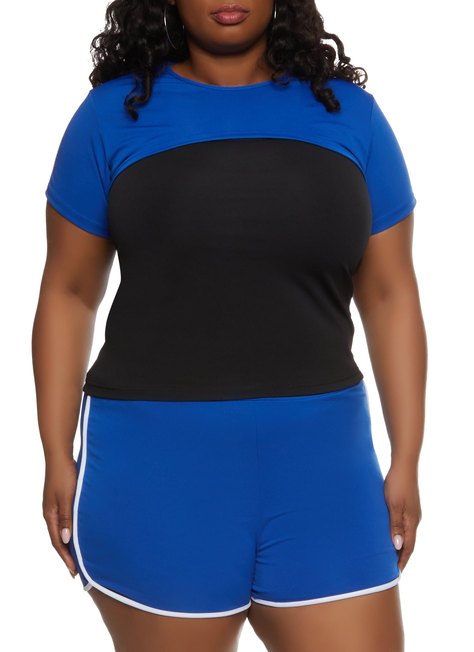 Plus Size Varsity Stripe Shrug Crop Top with Tank Top sold by Rainbow product image thumbnail 2