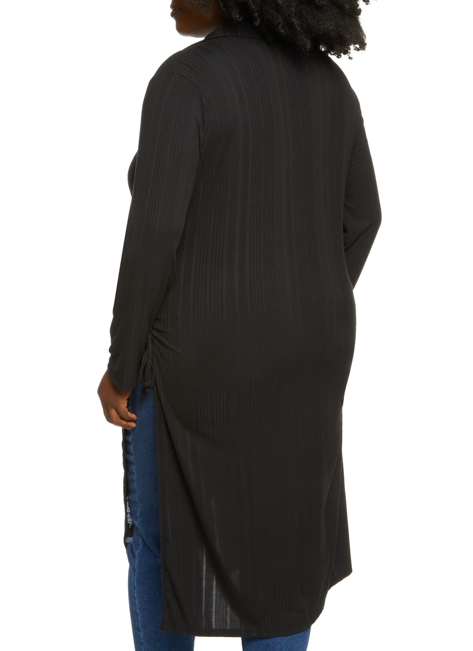 Plus Size Lace Up Side Button Down Maxi Shirt sold by Rainbow product image thumbnail 2