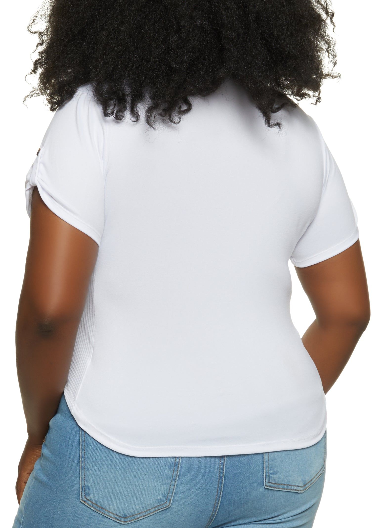 Plus Size Short Tabbed Sleeve Button Front Shirt sold by Rainbow product image thumbnail 2