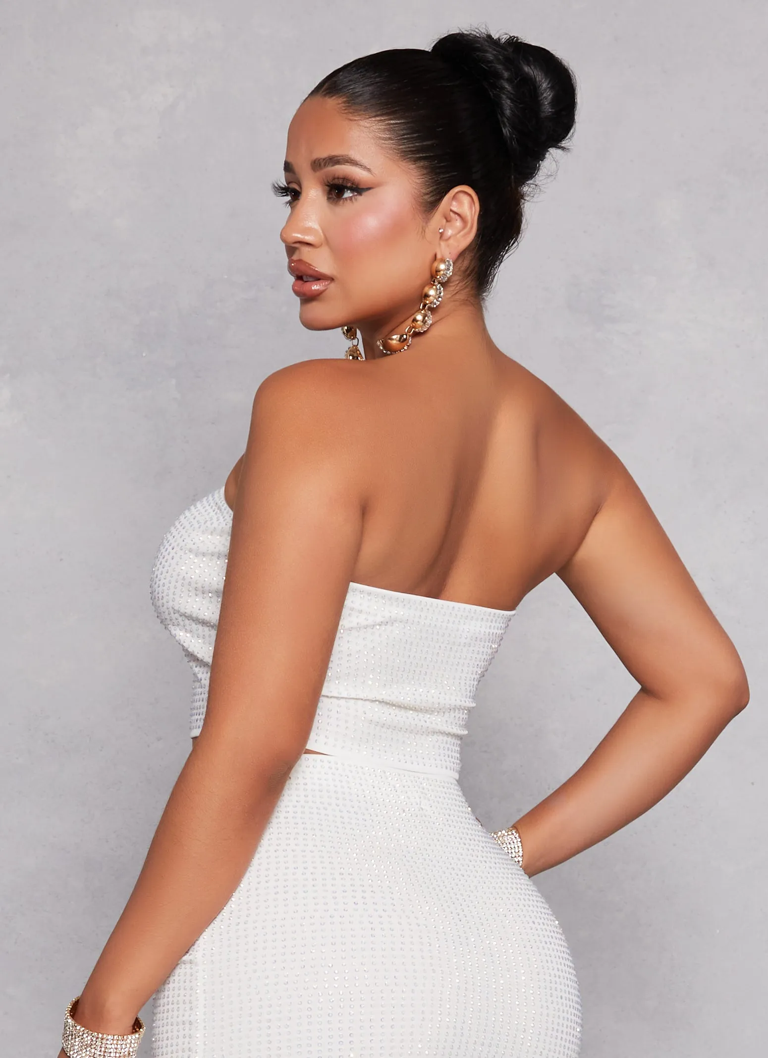 Studded Rhinestone Cropped Tube Top sold by Rainbow product image thumbnail 3