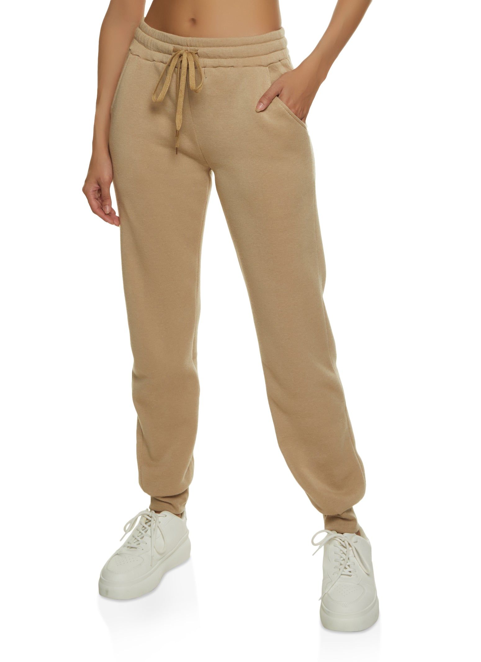 Fleece High Waist Drawstring Joggers sold by Rainbow