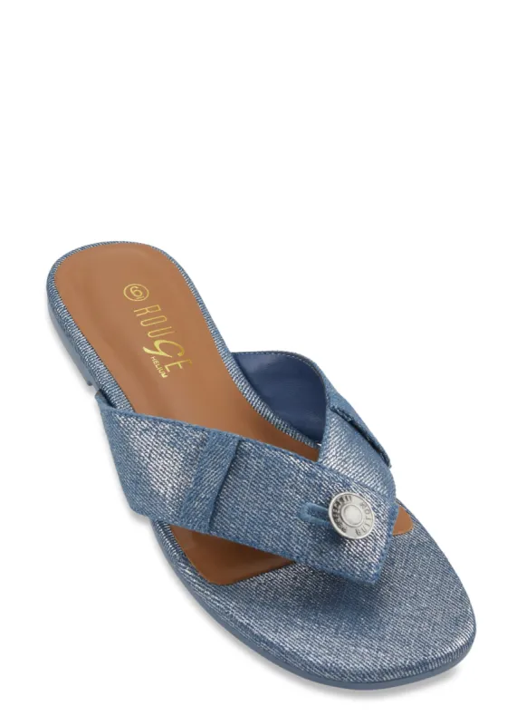 Denim Thong Slide Sandals sold by Rainbow