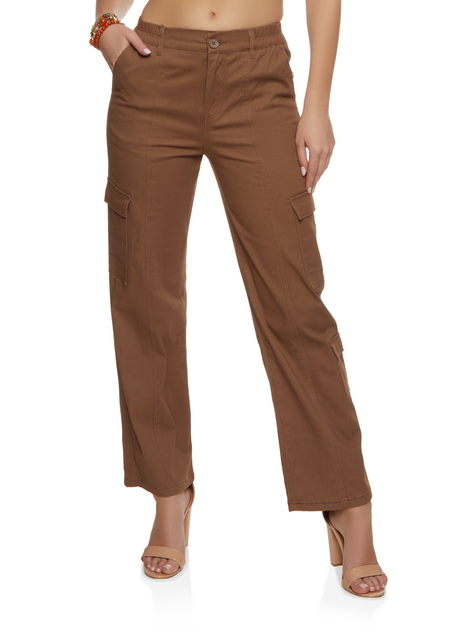 Twill Cargo Pocket Straight Leg Pants sold by Rainbow