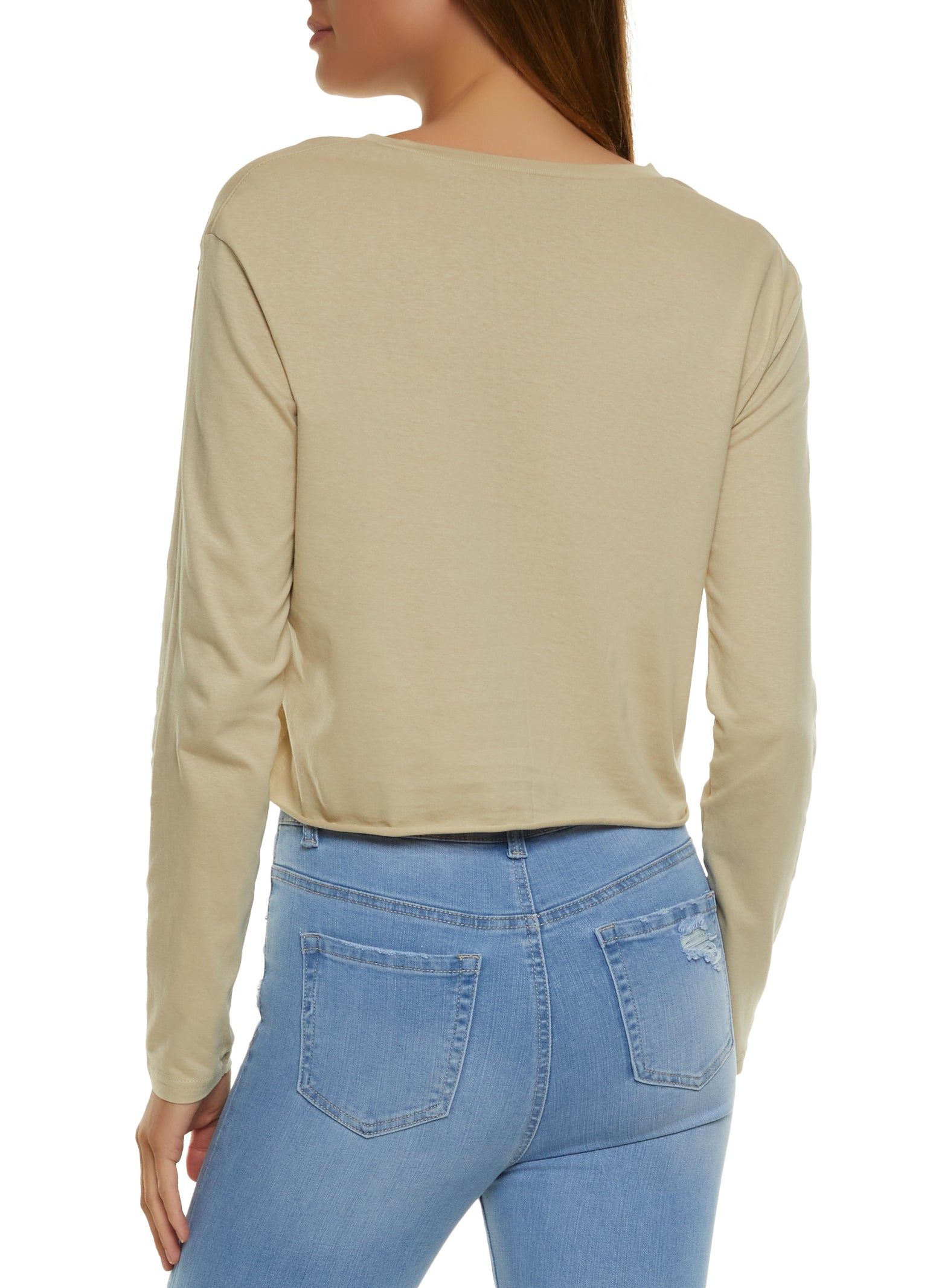 Notch Neck Raw Hem Crop Top sold by Rainbow product image thumbnail 2