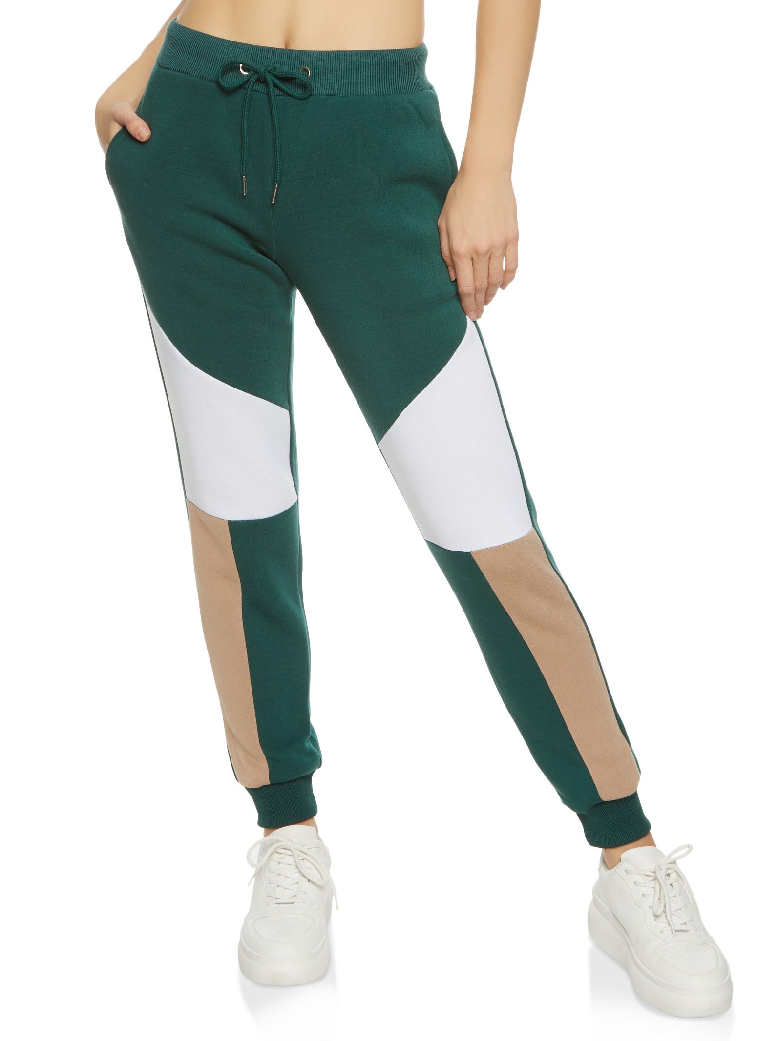 Color Block Drawstring High Waist Joggers sold by Rainbow