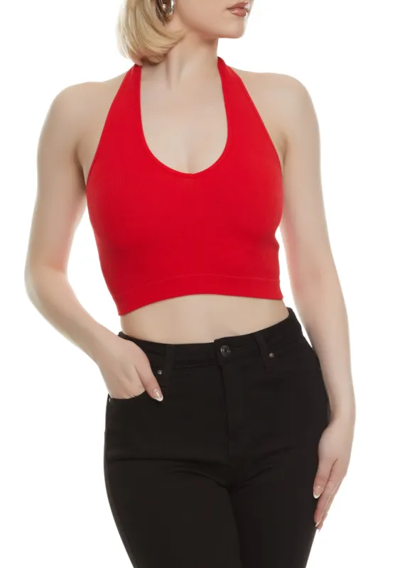 Seamless Halter Neck Crop Top sold by Rainbow