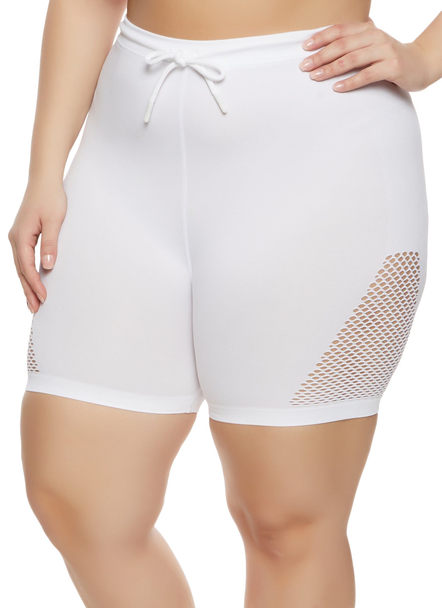 Plus Size Fishnet Laser Cut Shorts sold by Rainbow