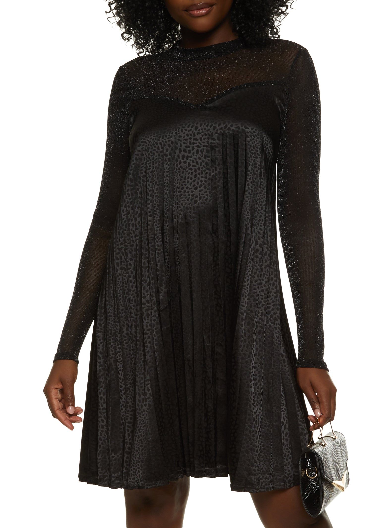 Lurex Printed Pleated Mini Dress sold by Rainbow