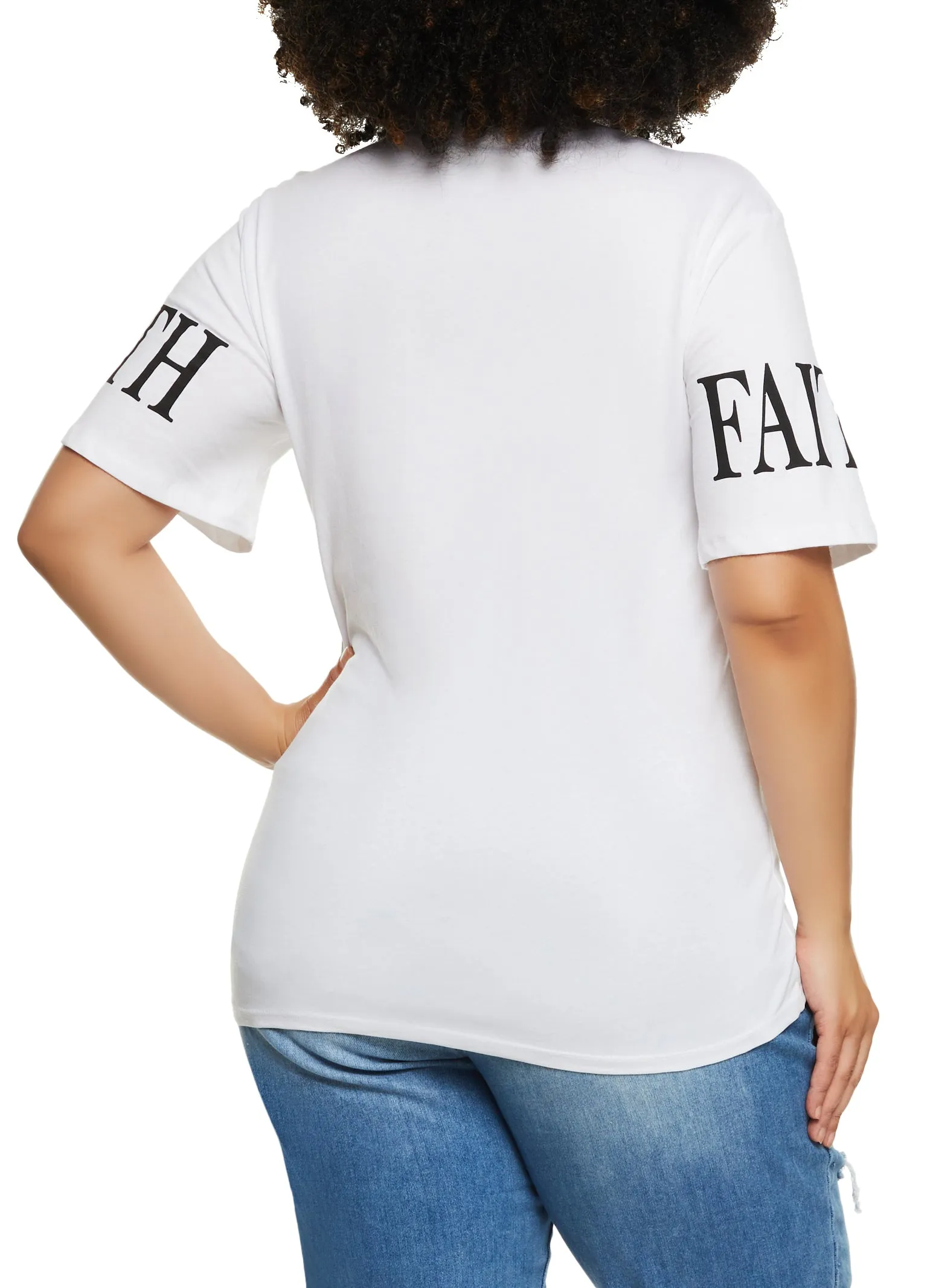 Plus Size Faith Over Fear Sequin Graphic Tee sold by Rainbow product image thumbnail 3
