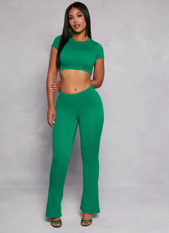 Ribbed Knit Pull On Boot Cut Pants sold by Rainbow