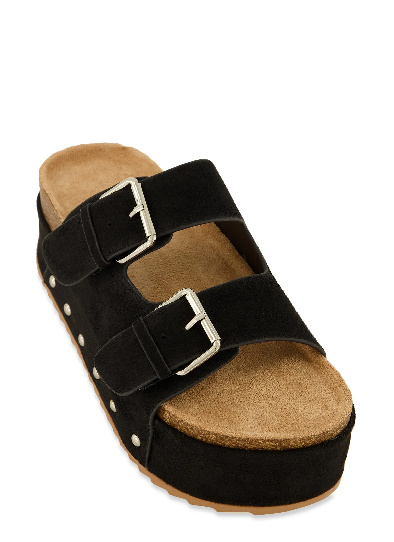 Double Buckle Footbed Platform Slide Sandals sold by Rainbow