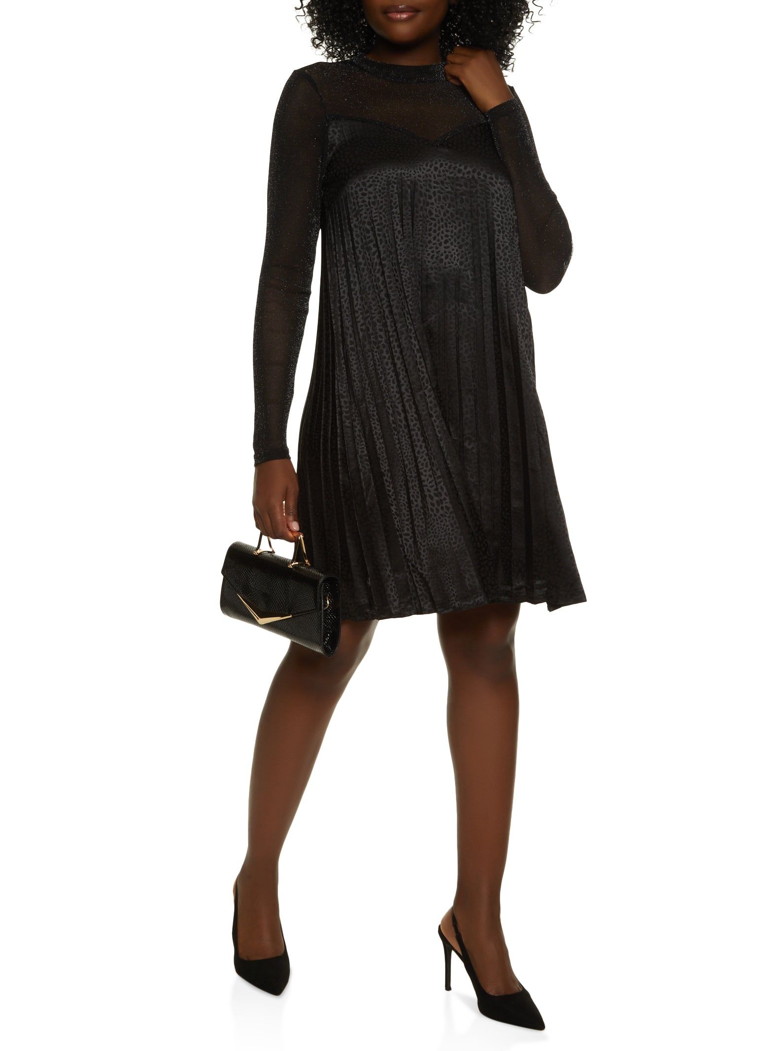 Lurex Printed Pleated Mini Dress sold by Rainbow product image thumbnail 2