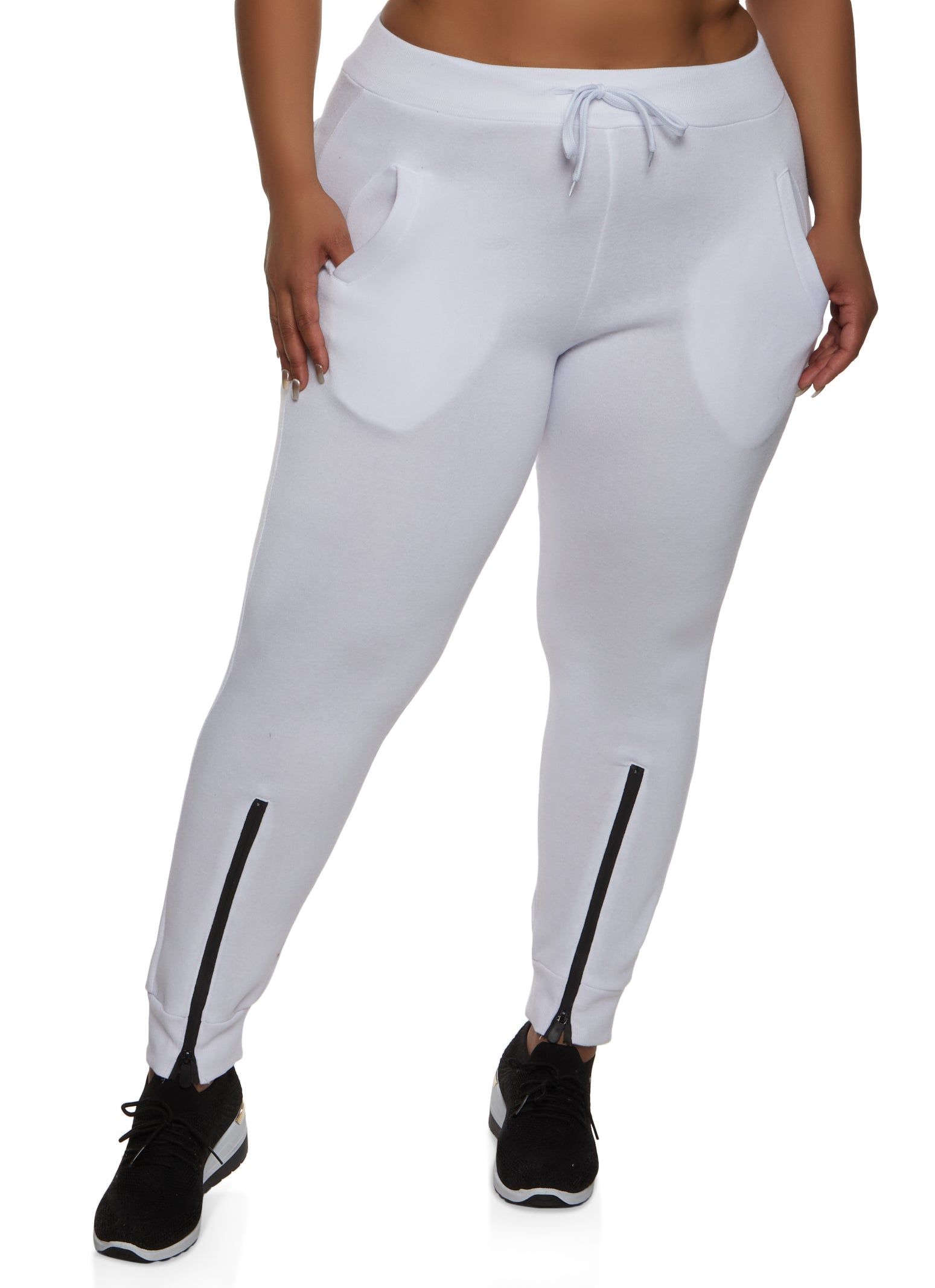 Plus Size Zipper Detail Drawstring Joggers sold by Rainbow