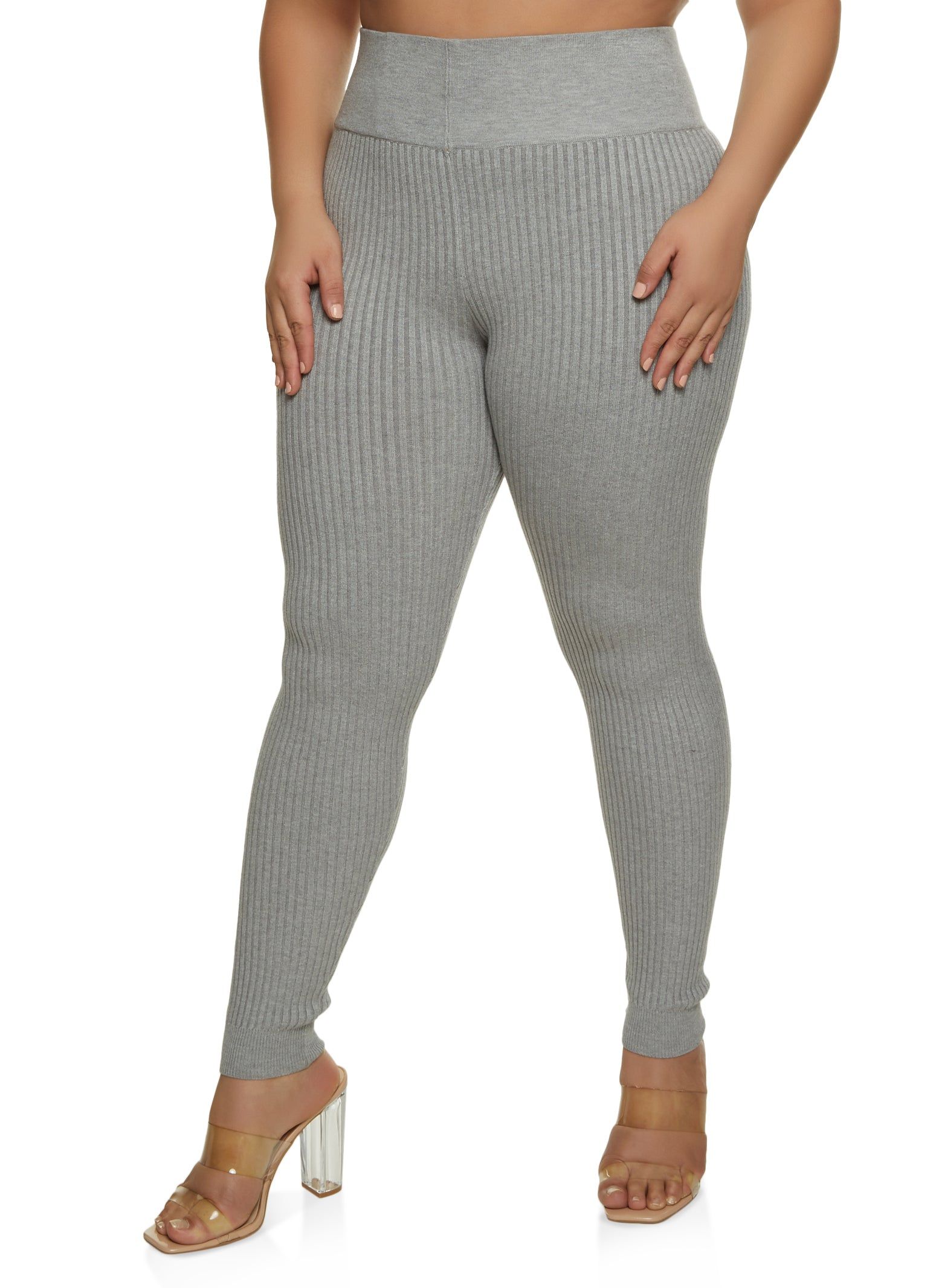 Plus Size Ribbed High Waisted Leggings sold by Rainbow