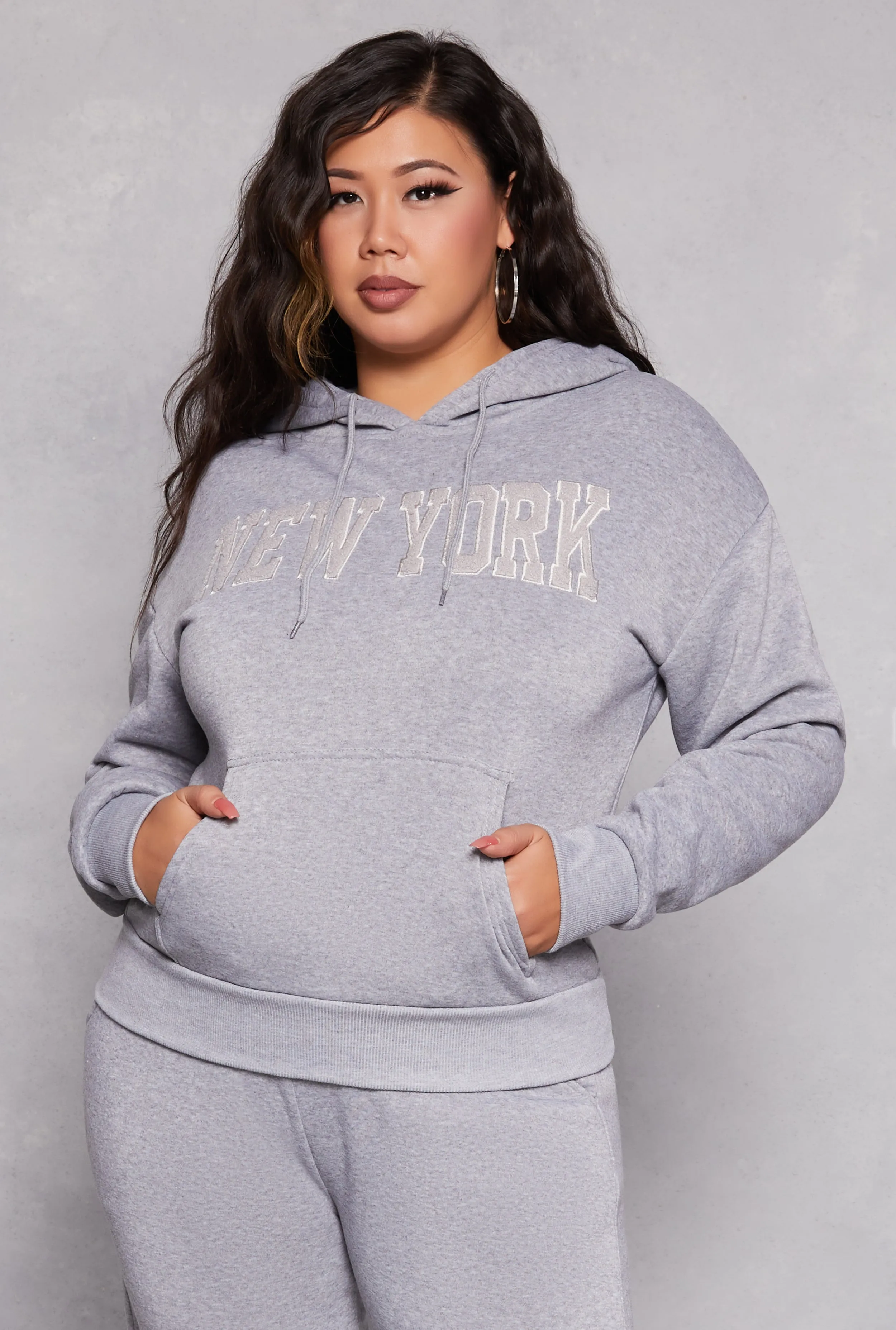 Plus Size New York Chenille Graphic Pullover Hoodie sold by Rainbow