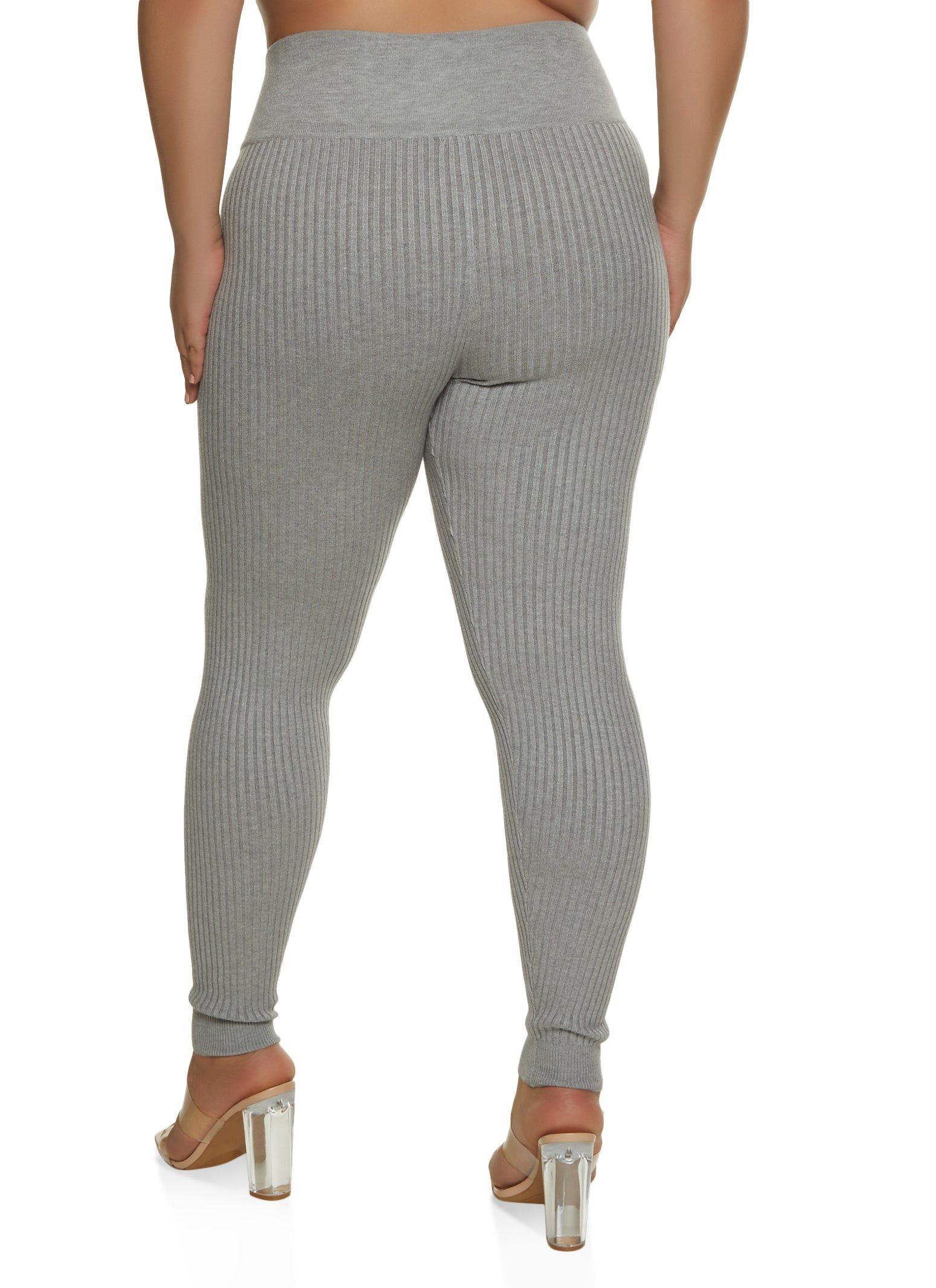 Plus Size Ribbed High Waisted Leggings sold by Rainbow product image thumbnail 2