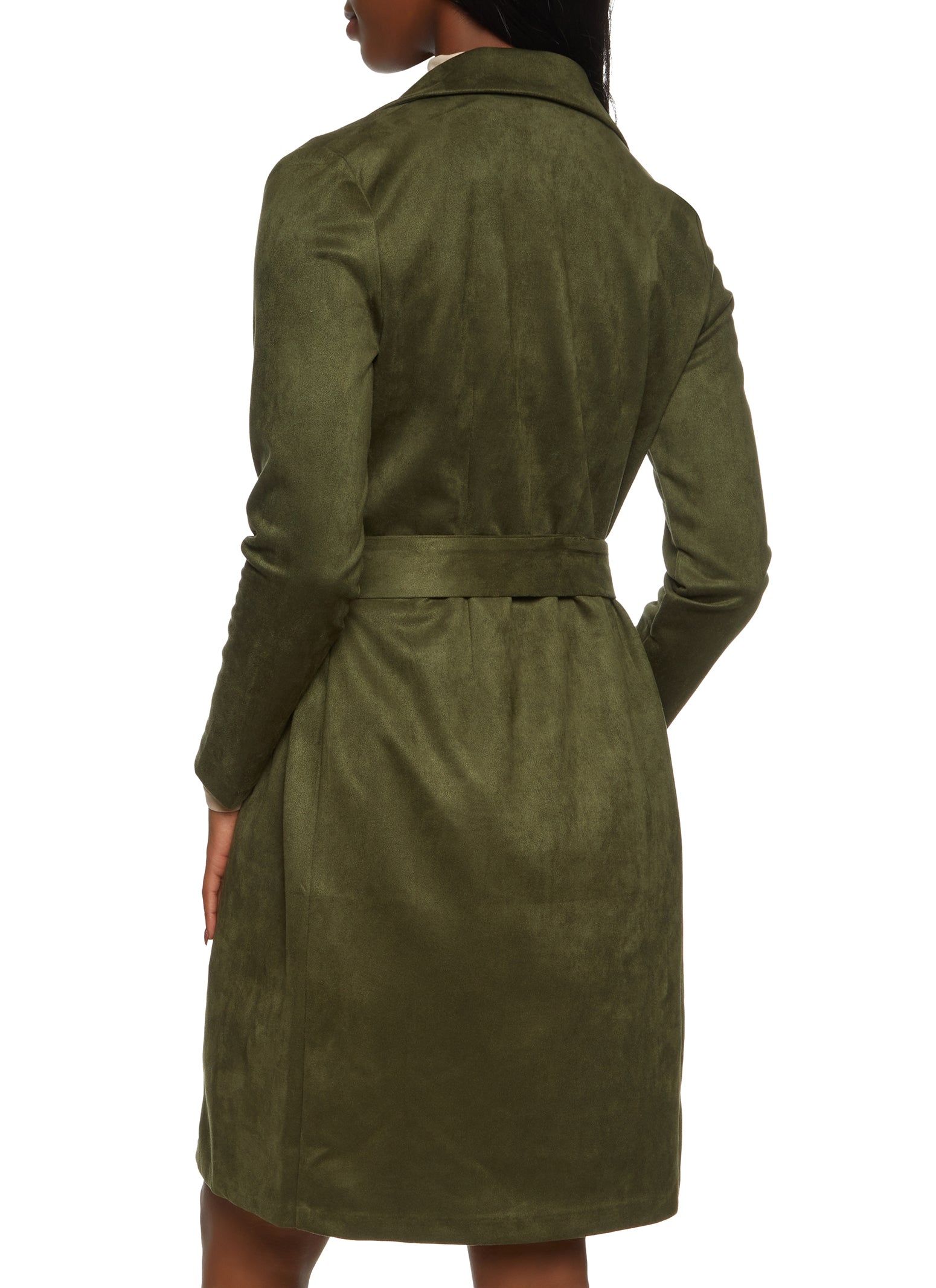 Faux Suede Belted Wrap Coat sold by Rainbow product image thumbnail 3