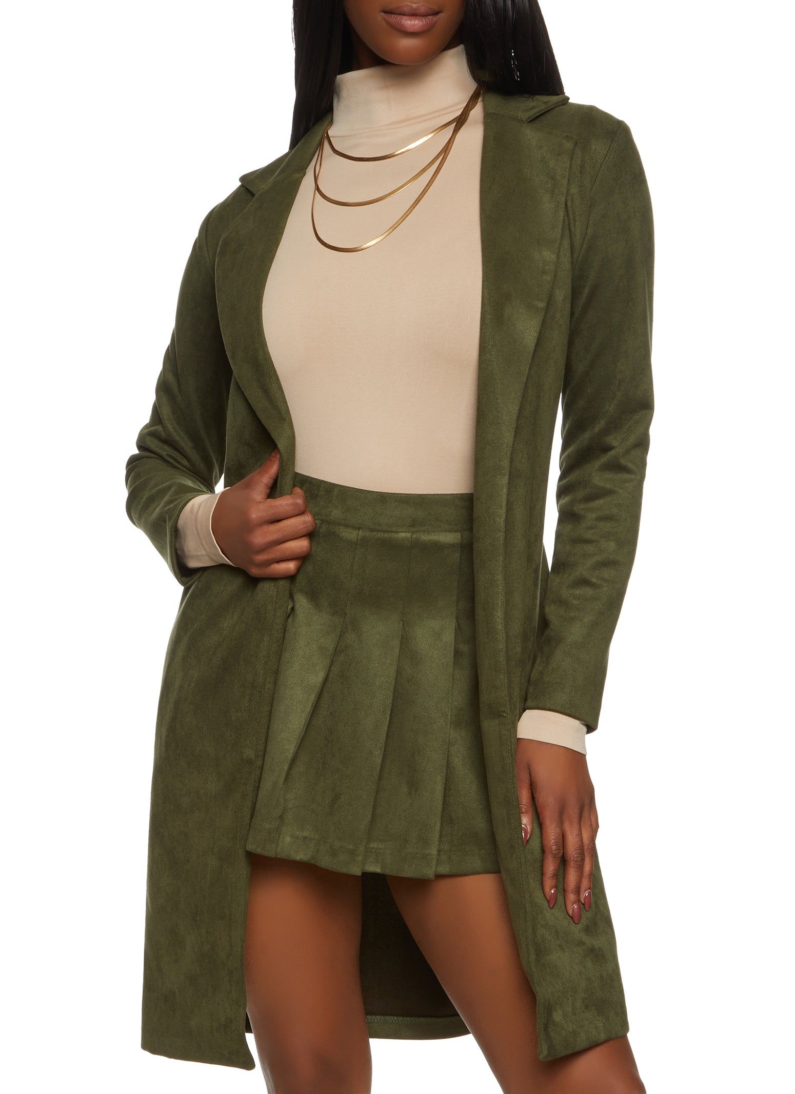 Faux Suede Belted Wrap Coat sold by Rainbow