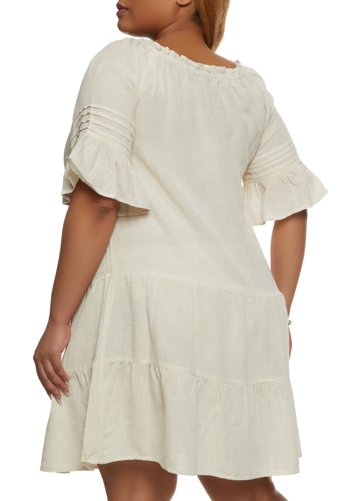 Plus Size Tassel Tie Front Tiered Shift Dress sold by Rainbow product image thumbnail 3