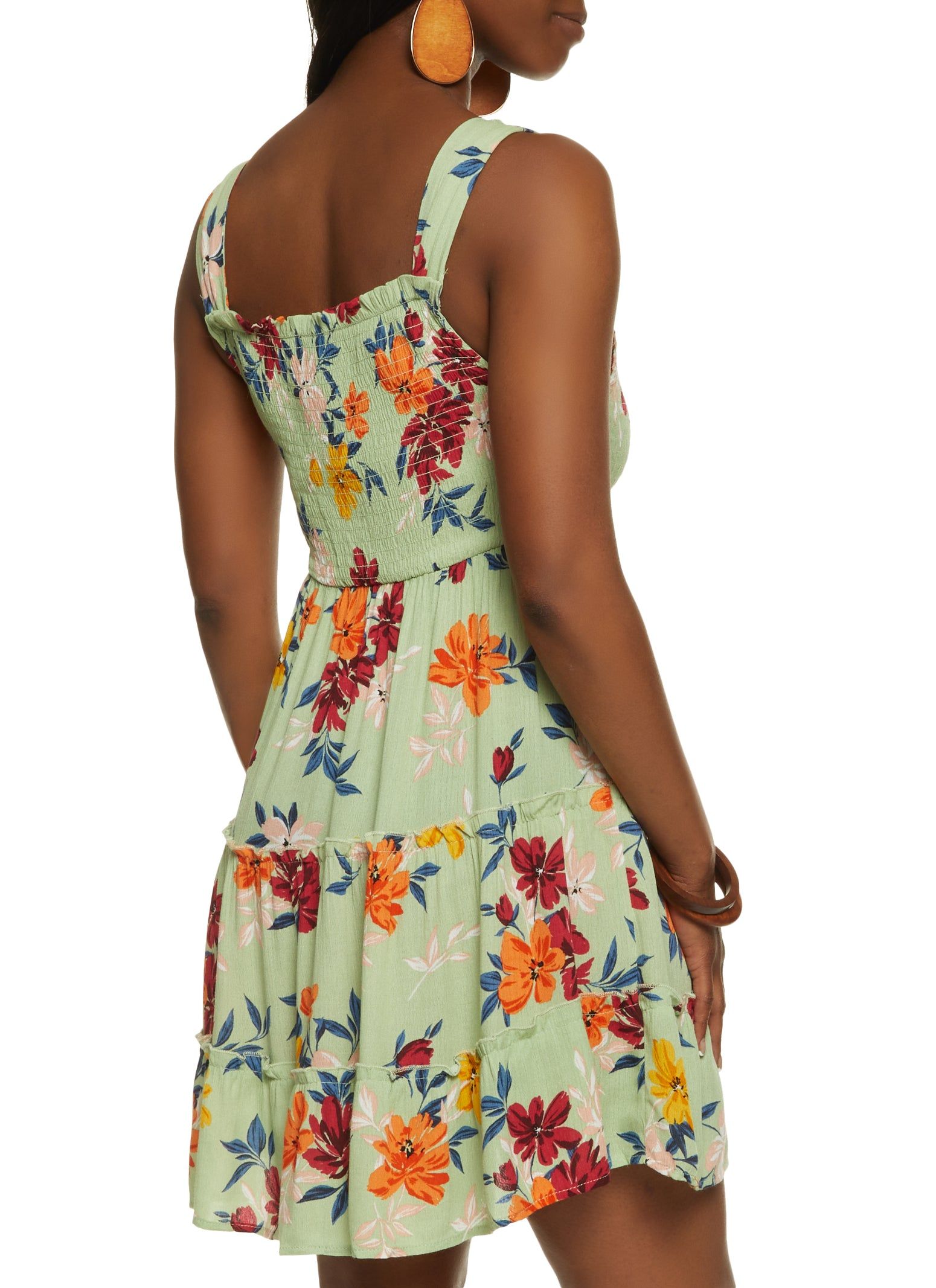 Floral Print Smocked Tiered Dress sold by Rainbow product image thumbnail 3