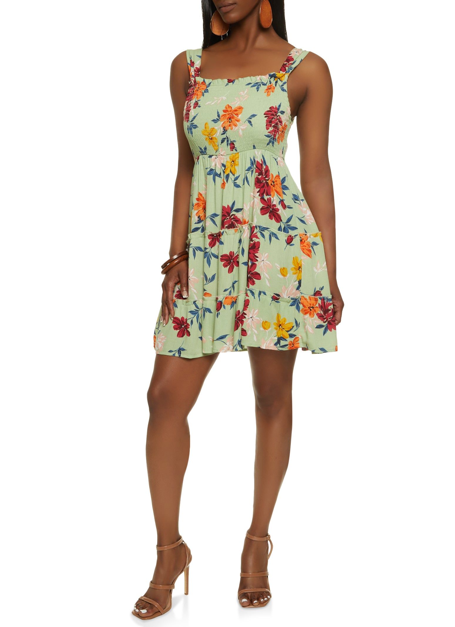 Floral Print Smocked Tiered Dress sold by Rainbow product image thumbnail 2