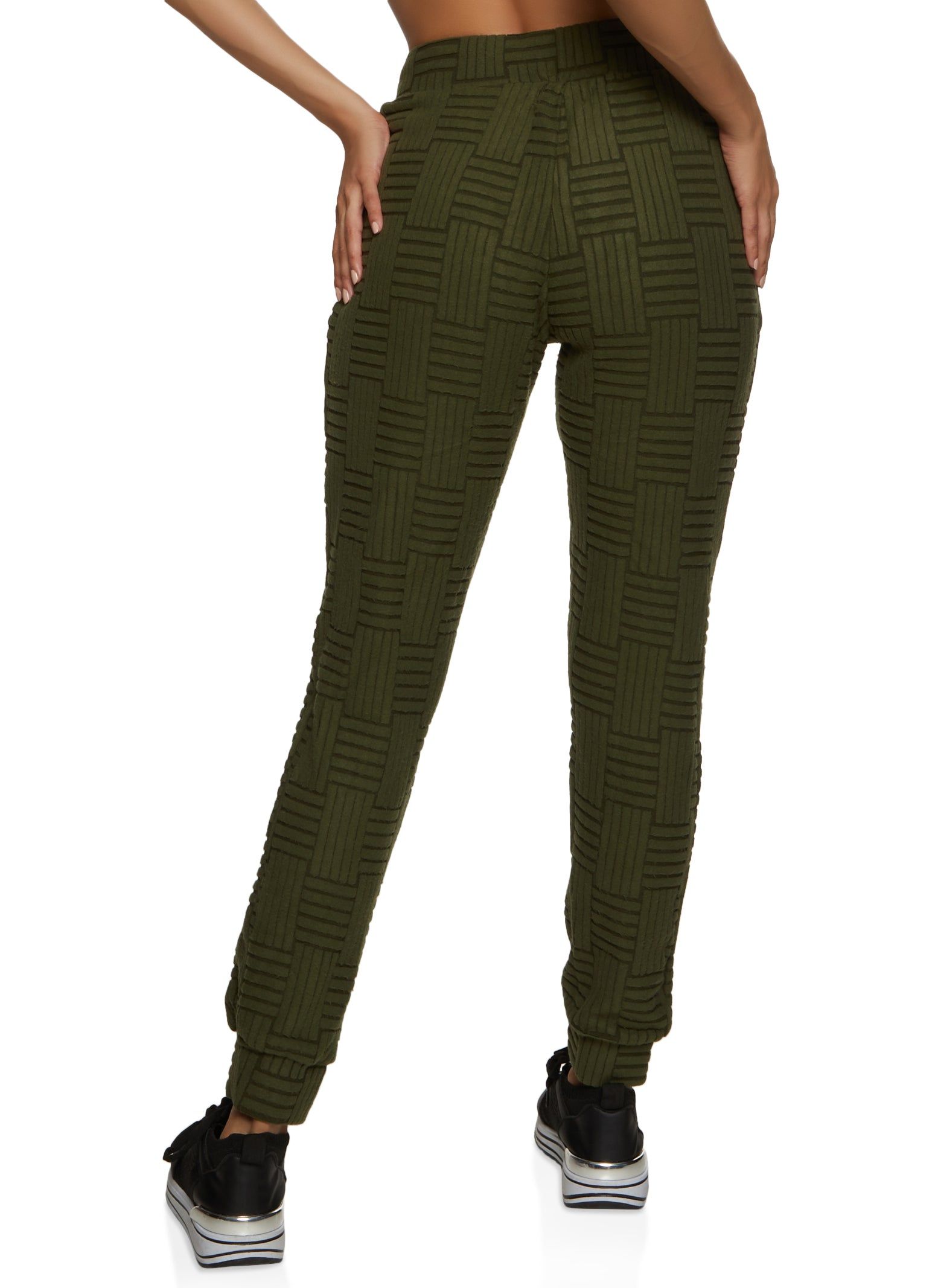 Textured Knit Drawstring High Waisted Joggers sold by Rainbow product image thumbnail 2